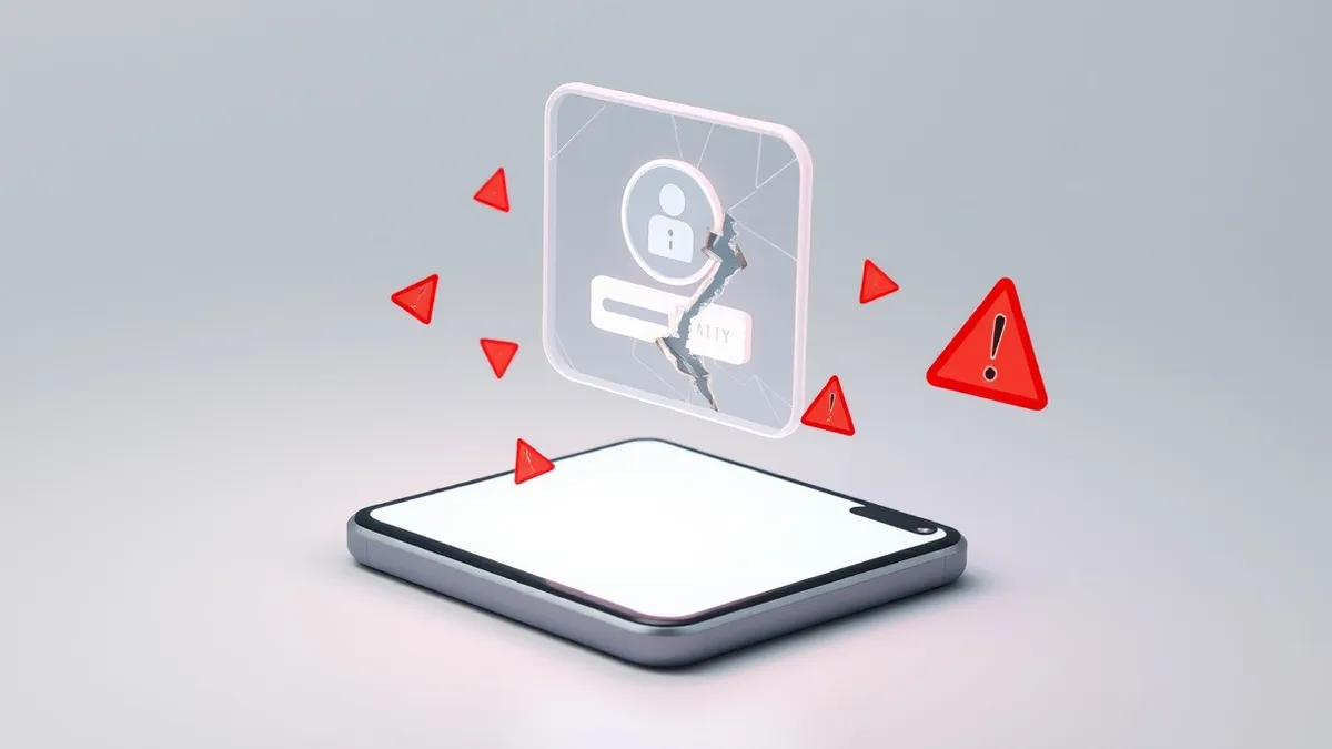 Illustration: A generic smartphone displays a blank login screen while a translucent digital token hovers above it.