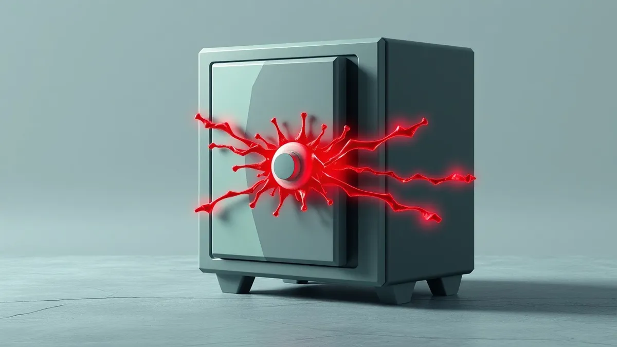 Illustration: A sturdy metal safe sits on a concrete floor, its heavy door closed tight.