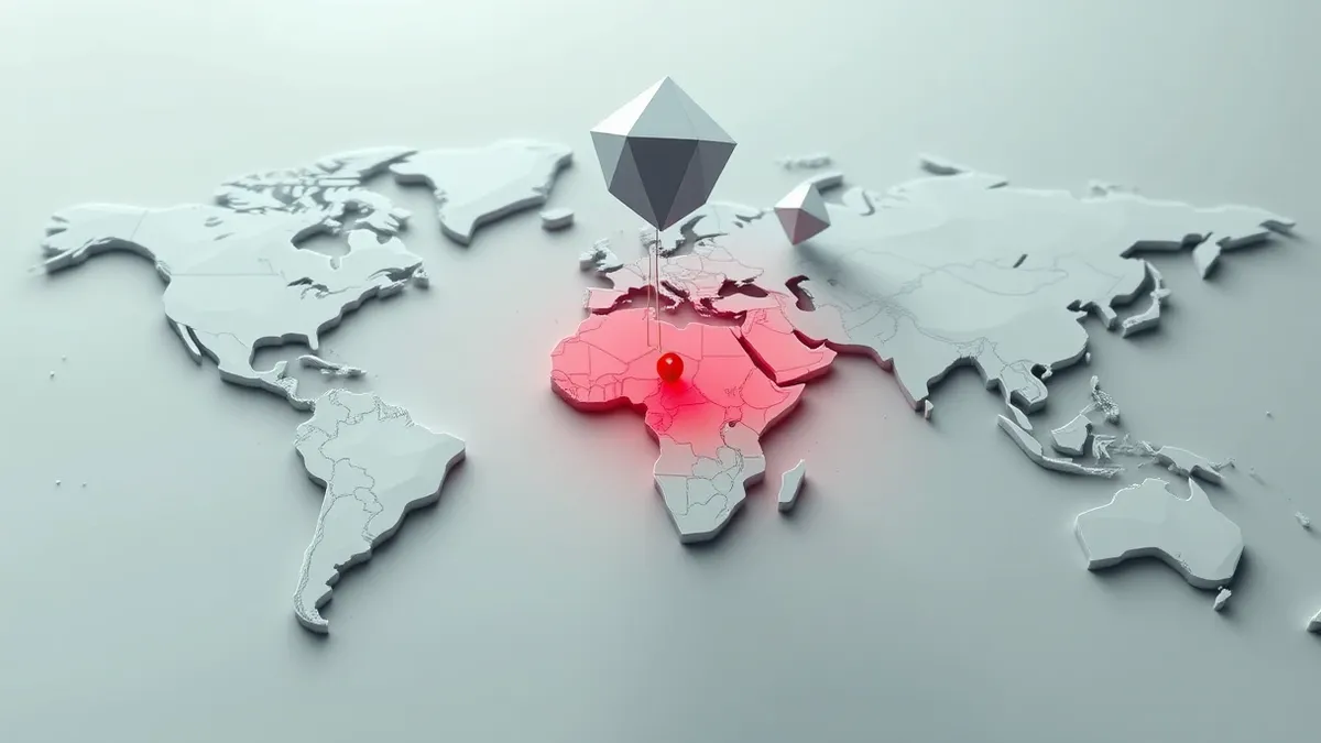 Illustration: A detailed map displays specific geographic regions highlighted in soft red, indicating targeted areas.