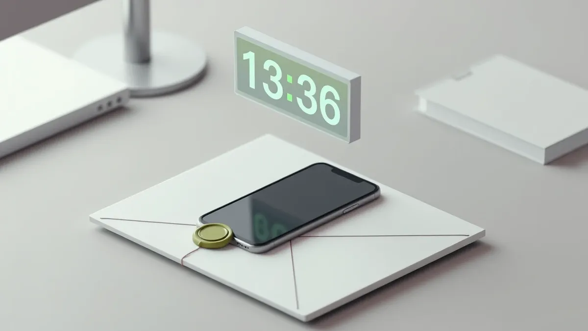 Illustration: A sleek smartphone rests on a desk beside a sealed envelope marked with a wax seal.