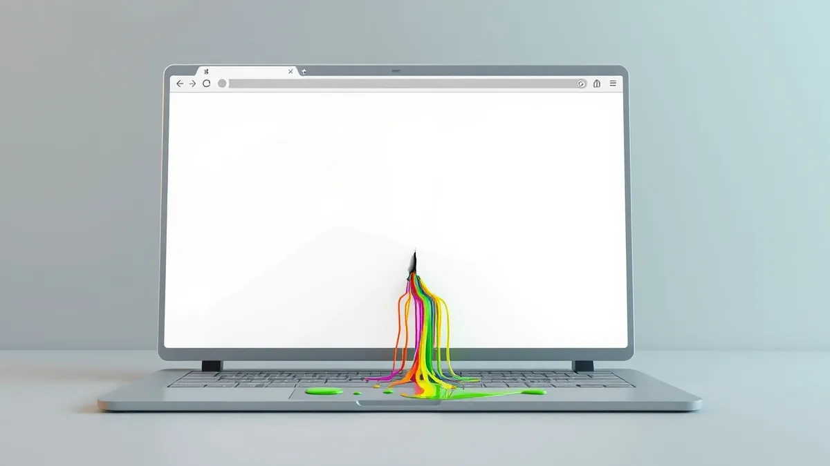 Illustration: A web browser window displays a blank page with a single small extension icon in the toolbar.